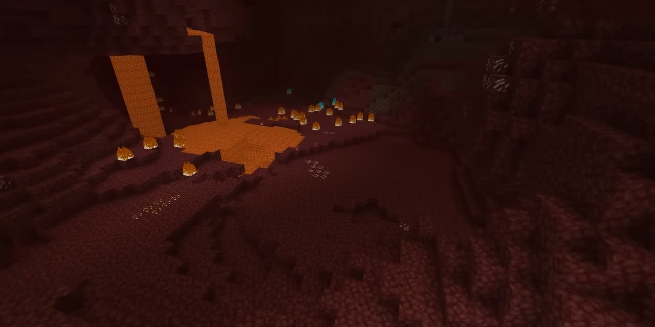 The Nether dimension with lava and fortresses
