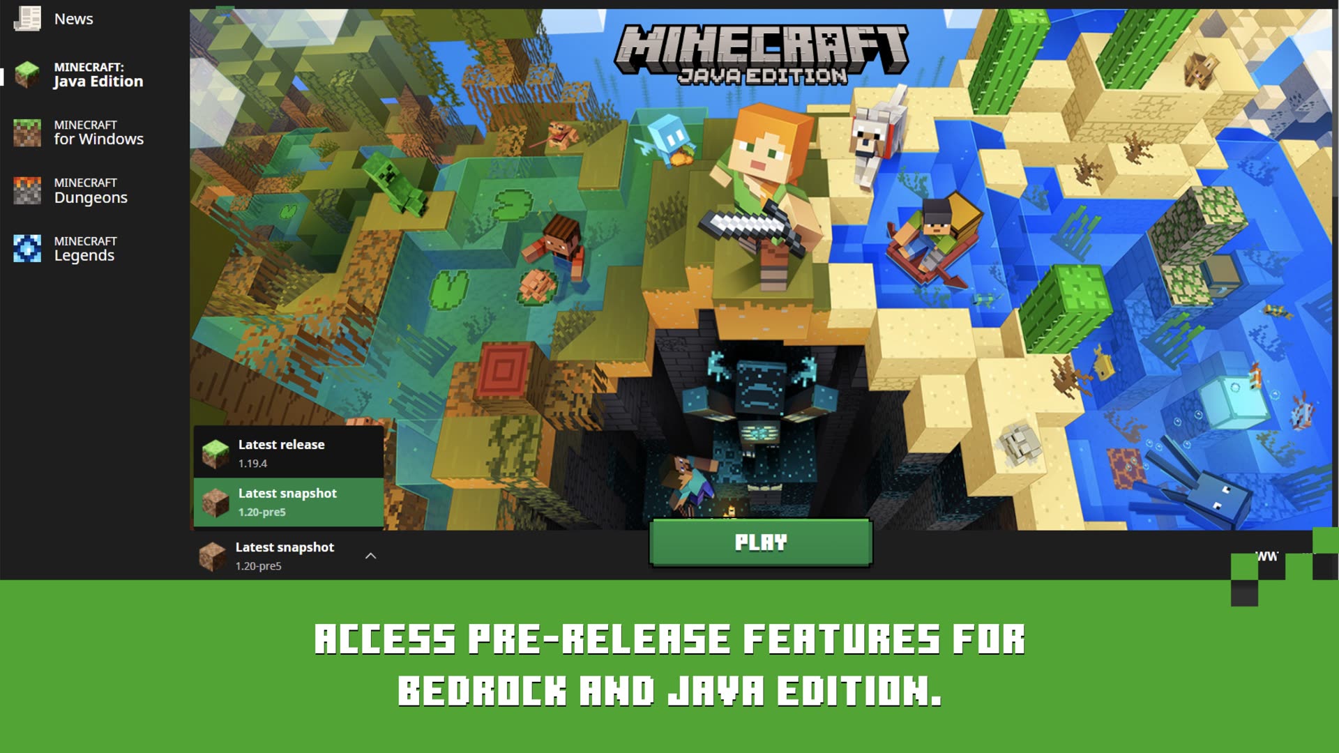 Minecraft Launcher ready state before pressing Play
