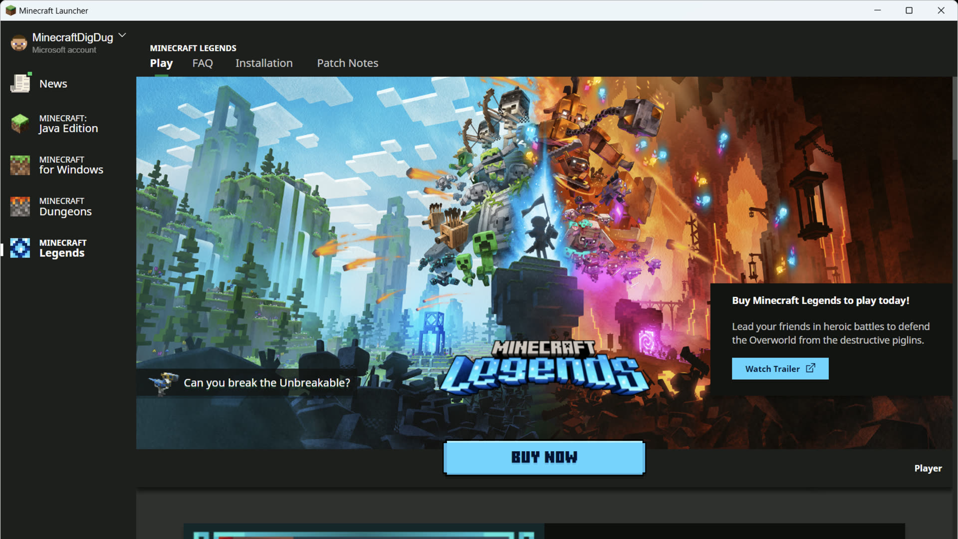 Minecraft Launcher install flow before first Play